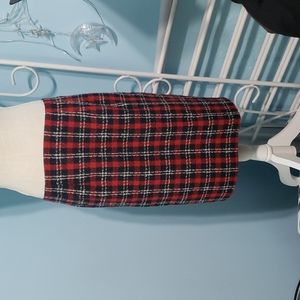 Plaid Wool Pencil Skirt
